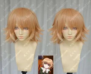 Perruques Danganronpa Fujisaki Chihiro Orangish Orange Style Cosplay Party Wigs100% tout neuf de haute qualité photo de mode perruques en dentelle complète