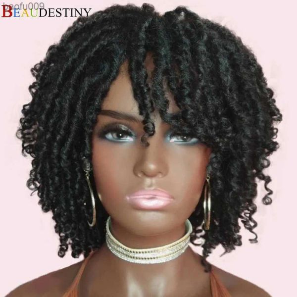 Perruques dreadlock perruque ombre tressons perruques synthétiques cheveux african afro short bob perruques pour les femmes noires torsion du crochet de crochet noir brun 99j l230