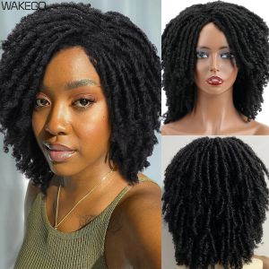 Wigs Dreadlock Pruiken voor zwarte vrouwen kinderen en mannen blonde korte krullende pruik grote afro gevlochten pruiken faux locs twist vlechten synthetische pruiken