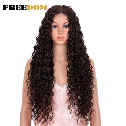 Perruques Freedom Synthetic Lace Front Perruque Long Curly Wig 30 pouces ombre Blonde Ginger Lace Wigs for Black Women Cosplay Wigs