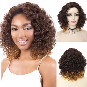 Perruques gnimegil synthétique afro perruques bouclées coquelures pour les femmes noires mettent en évidence la perruque Bob Brown Curlys Africain Style Natural African Wig