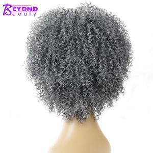 Perruques gris bob perruque synthétique courte afro gris pneosique perruques bouclées pour femmes argent noir afro-américain faux coiffes au-delà de la beauté