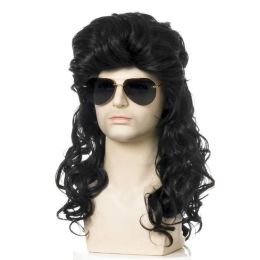 Wigs Gres Synthetische cosplay pruiken mannelijke lange golvende pruik met een bony mannen pruik zilveren kleur voor cos hoge temperatuur vezel pelucas