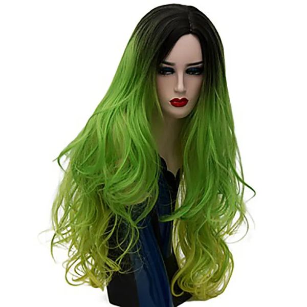 Perruques HAIRJOY femmes cheveux synthétiques Ombre longue ondulée Costume Cosplay perruque violet bleu vert rose arc-en-ciel 23 couleurs disponibles