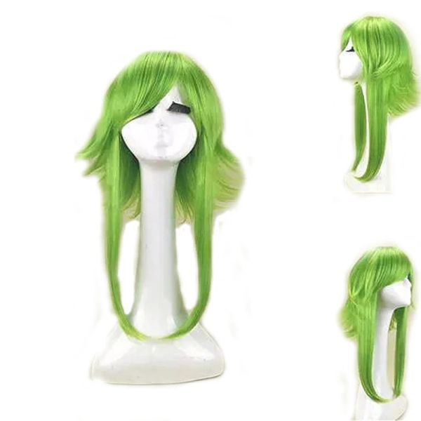 Perruques Hairjoy femmes vocaloid gumi cosplay perruque verte résistant à la chaleur coiffure synthétique de longueur moyenne Costume droite Wigs Livraison gratuite