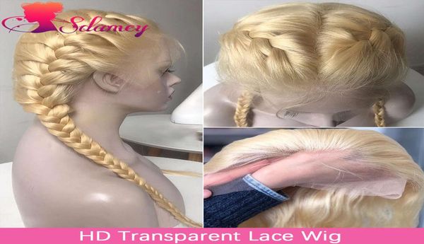 perruques HD Blonde transparente 13x4 13x6 en dentelle avant brésilien 4x4 Fermese raide perruques de cheveux humains 613 Edge Frontal Wig4726558