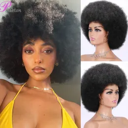 Perruques Afro haute bouffée perruque courte crépue bouclée perruque avec frange noir Ombre cheveux synthétiques pour les femmes fête Blackpink femme Bob perruques