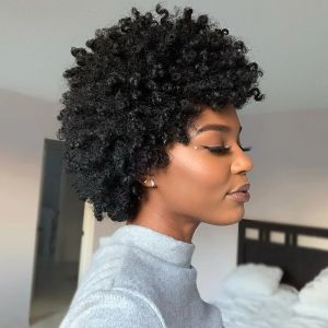 Les perruques mettent en évidence la couleur courte afro perruque de cheveux humains bouclés afro Curly Brésilien Wigs sans glué pour les femmes noires