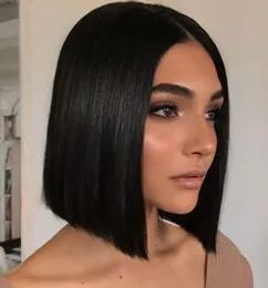 Perruques Hot Hairstyle dames coupé courte bob perruque droite African Ameri Soft Brazilian Hair Simulation Human Human Short Bob Style Wig Mid Pa