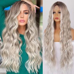 Perruques I's a Wig Synthetic Wig For Women Long Wavy Black brun gris gris blanc ombre ombre quotidien Cosplay Wig Hair résistant à la chaleur