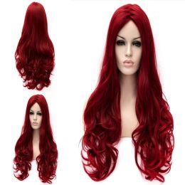 Perruques joybeauty cheveux synthétiques fibres à haute température longue perruque ondulée femme rouge foncé red wigs 26inch livraison gratuite