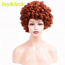 Perruques JoyLuck synthétique 6 pouces cheveux couleur orange Cosplay perruque court rebond naturel bouclés avec frange femmes fête perruque