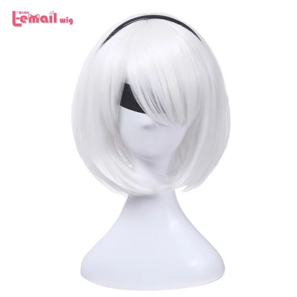 Perruques Lemail Wig 30cm Short Bob Cosplay Wigs 3 couleurs blanc rose rouge Straight Synthetic Hair Halloween Cosplay Wig