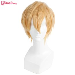 Pruiken lemail pruik gloednieuwe mannen pruiken 32 cm/16.6 inches korte blonde hittebestendige synthetische haar perucas mannen cosplay pruik