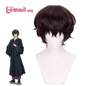 Pruiken Lemail pruik Synthetisch haar Bungo Zwerfhonden Osamu Dazai Cosplay Pruiken 30 cm Korte Rechte Hittebestendige Perucas Cosplay Pruik