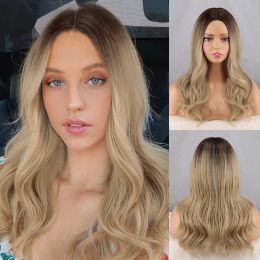 Pruiken licht blonde ombre natuurlijke krullende pruiken hittebestendige synthetische pruik voor vrouw natuur haar schouderlengte cosplay golfpruiken