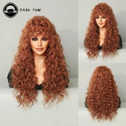 Wigs Long Blond Red Red Curly Wig Pony voor zwarte vrouwen hittebestendige synthetische pruiken afro natuurlijk kostuum feest dagelijks gebruik nep haar