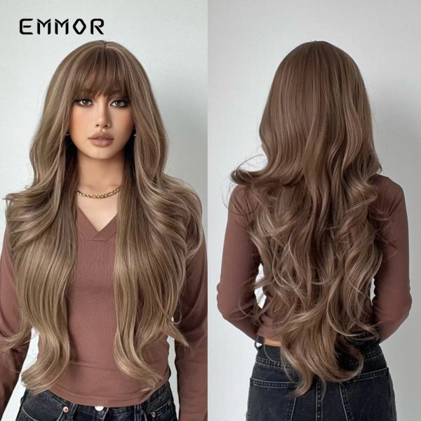 Pelucas Pelucas sintéticas onduladas largas Peluca de pelo de princesa Emmor Tienda oficial Cosplay natural Disfraz de Halloween rizado diario para mujeres Cabello