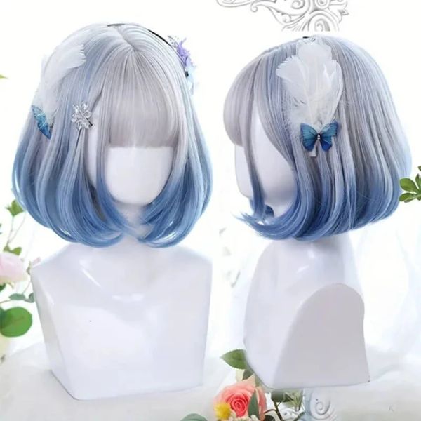 Pelucas LUPU pelo sintético pelucas Lolita para mujeres rojo Rubio Negro Azul Rosa peluca Cosplay Halloween largo rizado fibra resistente al calor