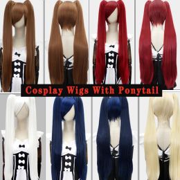 Perruques Lupu Wig synthétique Long Cosplay Wigs for Women Ponytail Wig Blonde Purple Blue Grey Red Christmas Halloween Halloween Res résistant à la chaleur Fibre