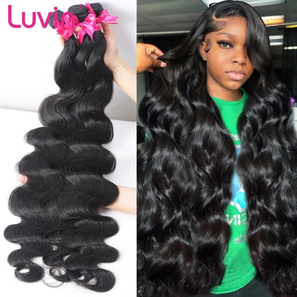 Perruques Luvin 30 40 pouces Brésilien Wave Remy Hair tisser double dessin 3 4 paquets de couleur naturelle brute 100% extension de trame de cheveux humains