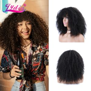 Perruques Lydia Afro Kinky Curly 18inch synthétique lâche danse complète Femmes ondulées Wigs Kanekalon Température à haute température Party 45cm T1B / Gray