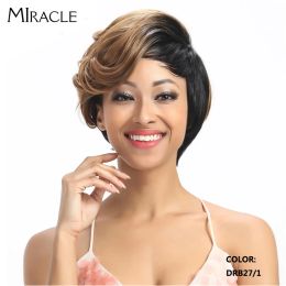 Perruques Miracle synthétique courte perruque ondulée Ombre Bob perruques pour les femmes noires bleu rouge perruque de cheveux synthétiques résistant à la chaleur livraison gratuite