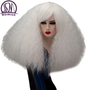 Perruques msiwigs 17 couleurs Cosplay Wigs blondes synthétiques perruques roses rouges vert moyen longs longs perruque verte pour femmes