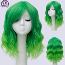 Perruques Msiwigs Short Bob Cosplay Wig For Women Synthetic Hair Green New Style Natural Supple Summer Summer Ther Res résistant à la chaleur avec une frange latérale