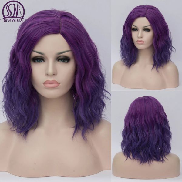 Perruques msiwigs femme violette 22 couleurs Cosplay Wig Short Wavy synthétique thermure résistant à la chaleur rose blonde ombre Cos Wig