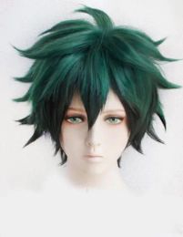 Perruques mon héros académi izuku midoriya deku court vert mix noir cosplay perruque coiffure