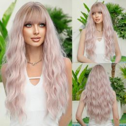 Perruques NAMM Long Wavy Medle Part Wig Pink For Women Daily Party Ombre Synthétique Lavande Hair Blonde Top Wig Wig résistant à la chaleur Fibre