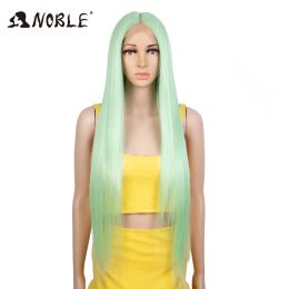 Perruques Noble Cosplay Wigs for Black Women Straight Synthetic Lace Wig 34 pouces ombre Blonde Wig Wig Wig Cosplay Syntheti Lace Wig