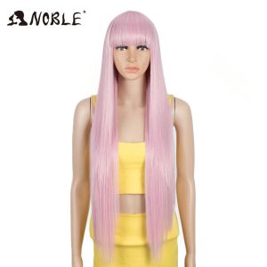 Perruques Noble Pink Wig with Bangs Wig Synthetic Wig With Bangs Long Straight Wig Wig Wig Wig For Women Cosplay Wig for Black Women