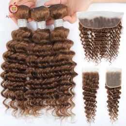 Wigs Ombre Deep Wave -bundels met sluiting Deep Wave Bundels met frontale 99J# 30# 350# Braziliaans Remy Human Hair Applegirl