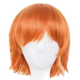 Pelucas Naranja Feishow Fibra resistente al calor sintética Disfraz de cabello ondulado