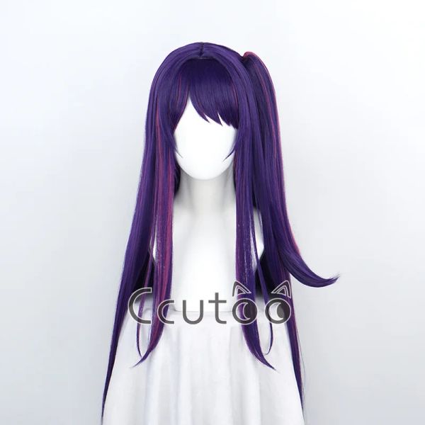 Perruques Oshi No Ko Hoshino Ai Cosplay perruque longue violet foncé mixte Cosplay Anime résistant à la chaleur synthétique cheveux puce queue de cheval