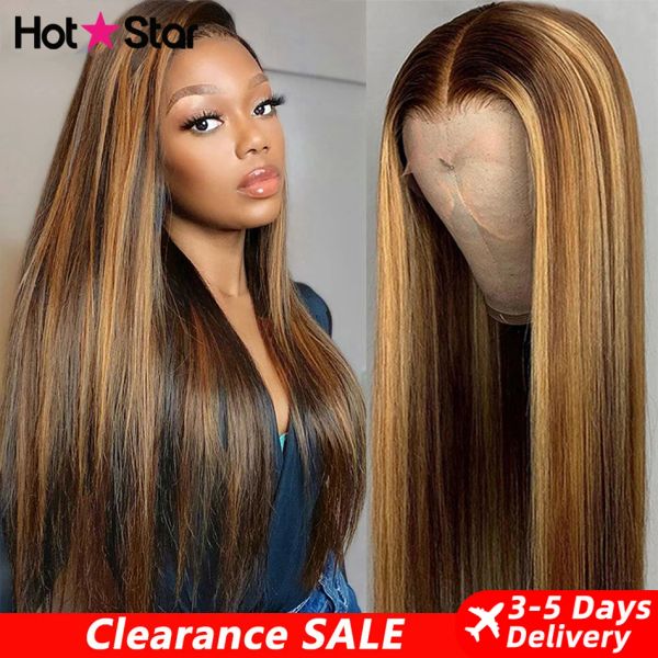 Perruques Premium 13x4 HD Lace Frontal Wig 4/27 # Highlights Blonde Colored Human Hairs Wigs brésilien Brésilien Lace Lace Front Human Hair Wigs