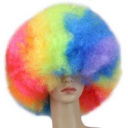 Pelucas qqxcaiw Culry Cosplay Party Wig Red Puprle Pink Black Black Blanco Brown Brown Blonde Baile Afro Afro Sintética
