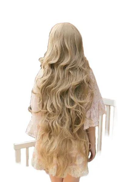 Perruques qqxcaiw femmes filles longues cosplay wavy blonde 100 cm super longs résistants à la chaleur, perruques de cheveux synthétiques