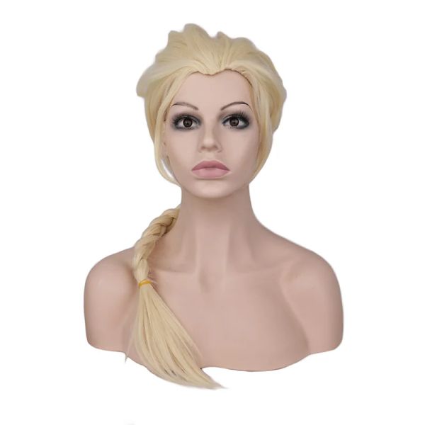 Perruques QQXCAIW Femmes Longues Tresses Blonde Princesse Brun Cosplay Perruque Costume De Fête Filles Noir Haute Température Fiber Synthétique Cheveux Perruques