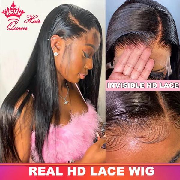 Perruques Real HD Lace Front Wig Pré Pincées Cheveux Raides 13x6 HD Transparent Lace Frontal Vierge Humaine Cheveux Bruts Perruque Cheveux Brésiliens Pour Wom