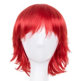 Perruques Red Wig Feishow Synthétique résistante à la chaleur Costume de cheveux ondulée