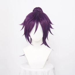 Perruques Shihouin Yoruichi Cosplay perruques fibre haute température cheveux synthétiques violet mixte longue puce queue de cheval + bonnet de perruque