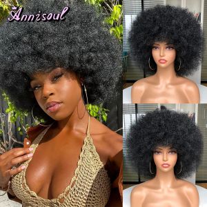 Pruiken korte afro kinky krullend haarpruiken voor zwarte vrouwen synthetische cosplay rood roze pruik met pony's natuurlijk ogende donzige zachte vezel