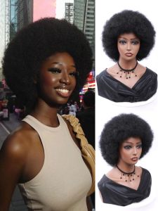 Pruiken korte afro kinky krullende pruik zwarte synthetische haarpruiken voor Afrikaanse vrouwen natuurlijk uitziende haarpruiken met een bony pruikcosplay