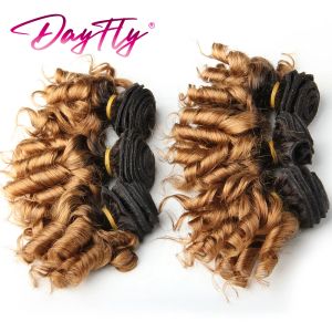 Perruques courtes Boulles de cheveux humains blonds pour les femmes brésiliennes tissages 6 paquets