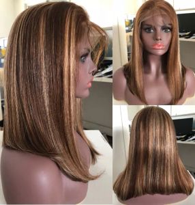 Wigs Short Bob Wigs Human Hair Rechte 13x4 kanten voorpruiken voor zwarte vrouwen Zwitserse kant frontale pruiken gratis verzending
