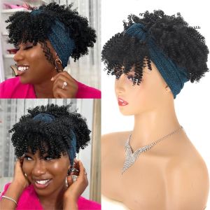 Perruques courtes boucles bouclées perruques pour femmes perruque de poils synthétiques avec foulard afro bouclé perruque avec des perruques de bande de frange pour usage quotidien