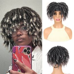 Pruiken korte dreadlock gevlochten hoofdband pruik synthetische godin faux nu locs curly pruik freetress twist haken haar voor zwarte witte vrouwen